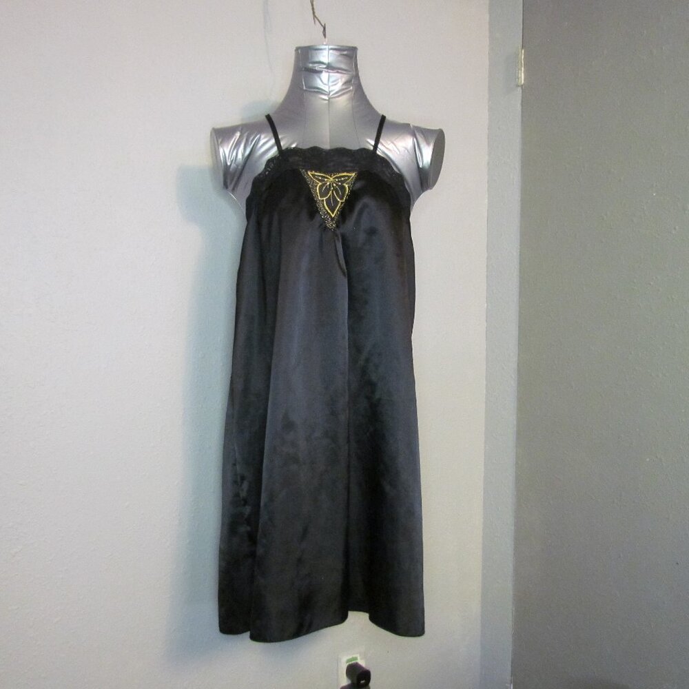 Coquette Girl Vintage Satin Slip with Gold Detailing